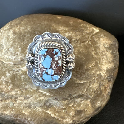 Men Women Golden Hills Turquoise Navajo Sterling Silver Ring Sz 8 18958