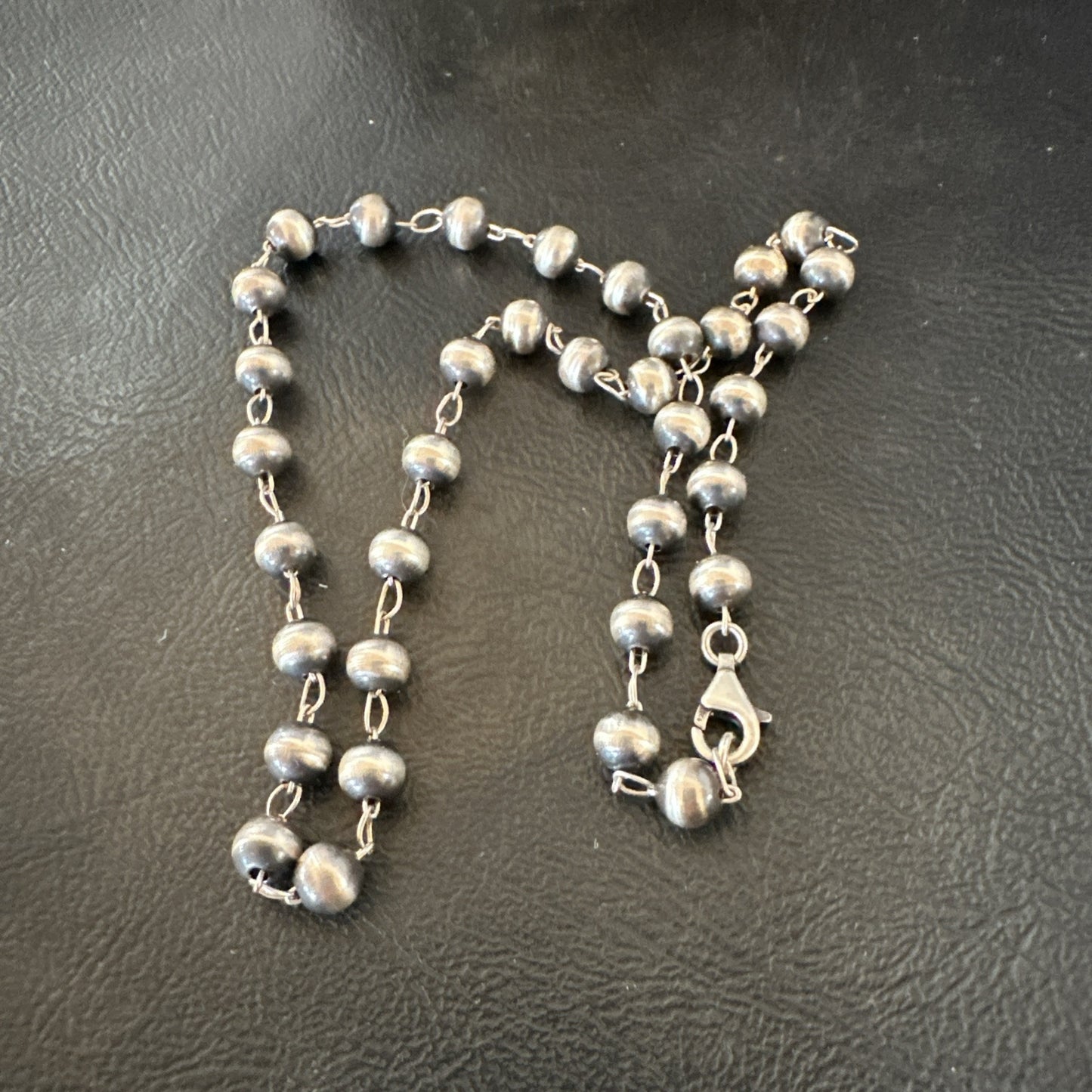 Rosary Bead Sterling Silver Beads Sterling Silver Beads Necklace 6mm 16" 91116