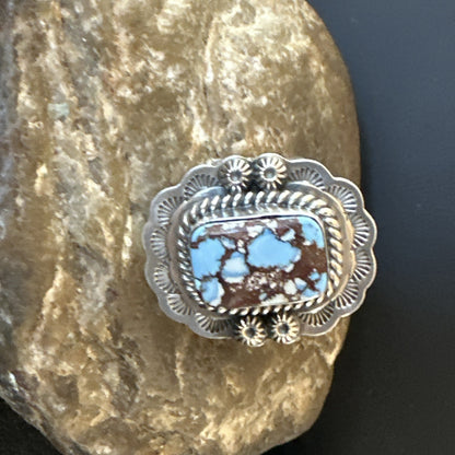 Men Women Golden Hills Turquoise Navajo Sterling Silver Ring Sz 8 18958