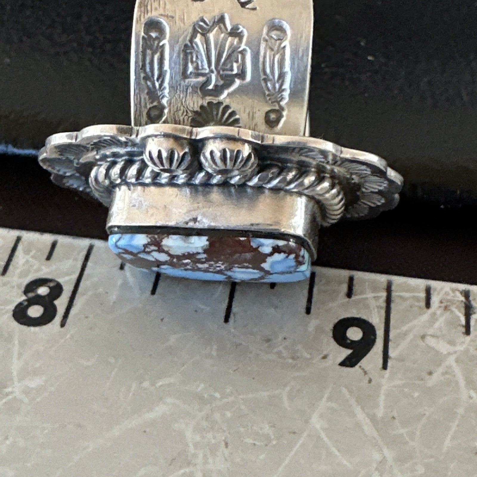 Men Women Golden Hills Turquoise Navajo Sterling Silver Ring Sz 8 18958