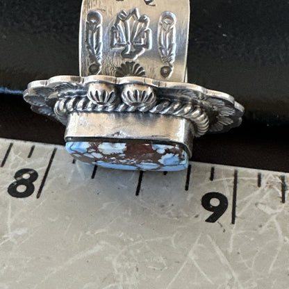 Men Women Golden Hills Turquoise Navajo Sterling Silver Ring Sz 8 18958