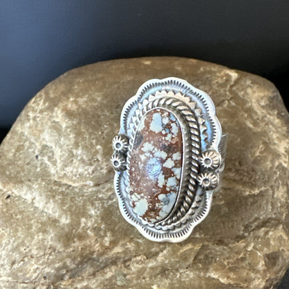 Men Women Golden Hills Turquoise Navajo Sterling Silver Ring Sz 8 18959