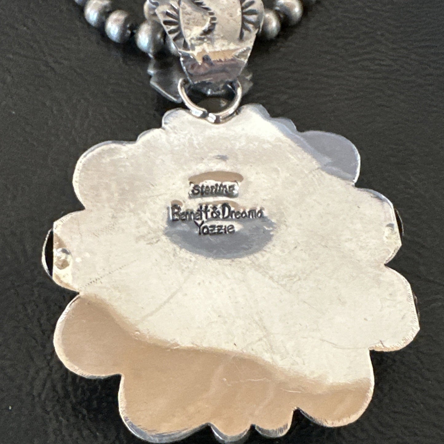 Yazzie Navajo Sterling Silver Blue Rustic Turquoise Necklace Pendant 2.75” 19000