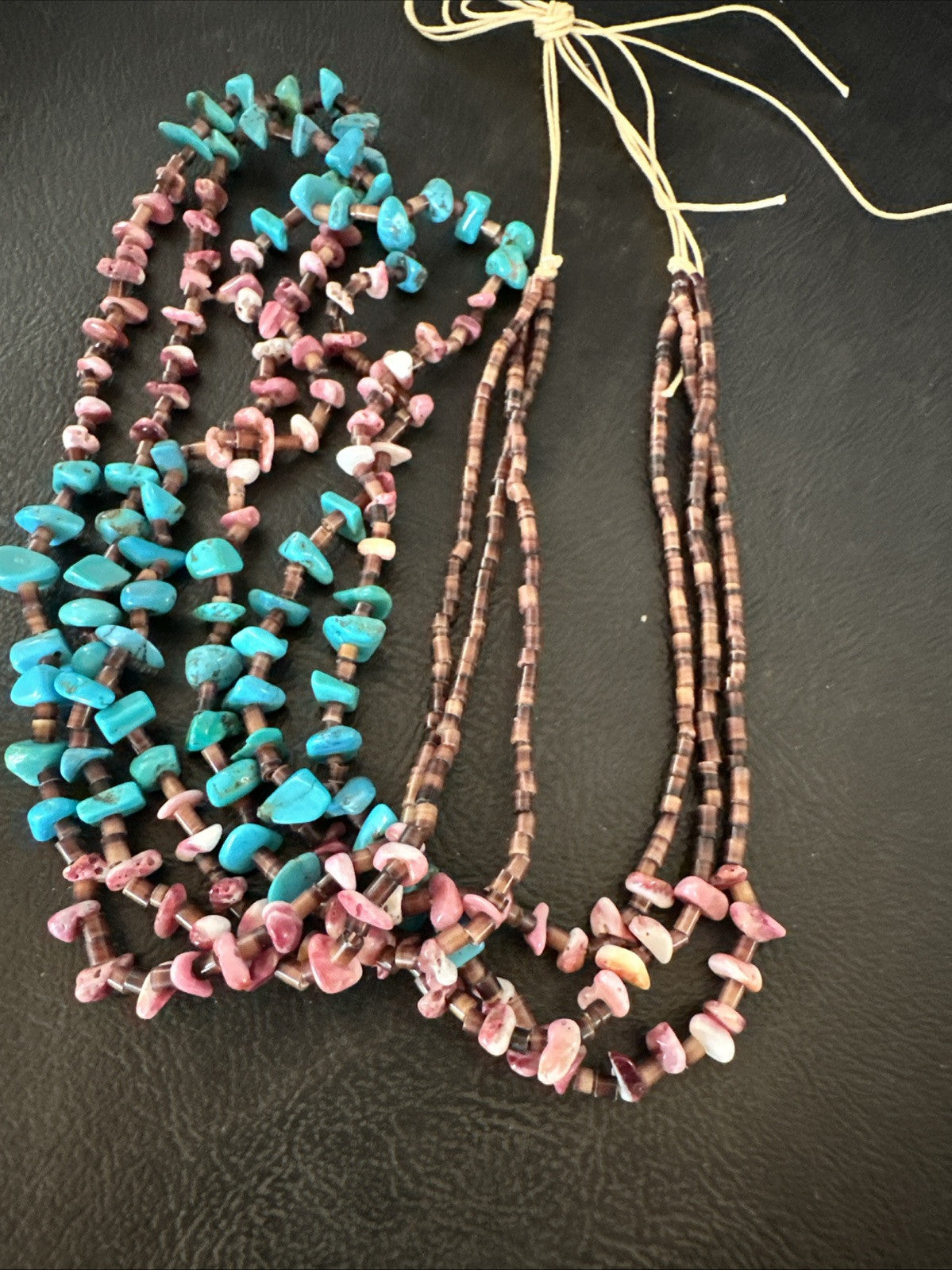 Blue Turquoise Purple Spiny Shell 3 Strand Santo Domingo Necklace 21" 18895