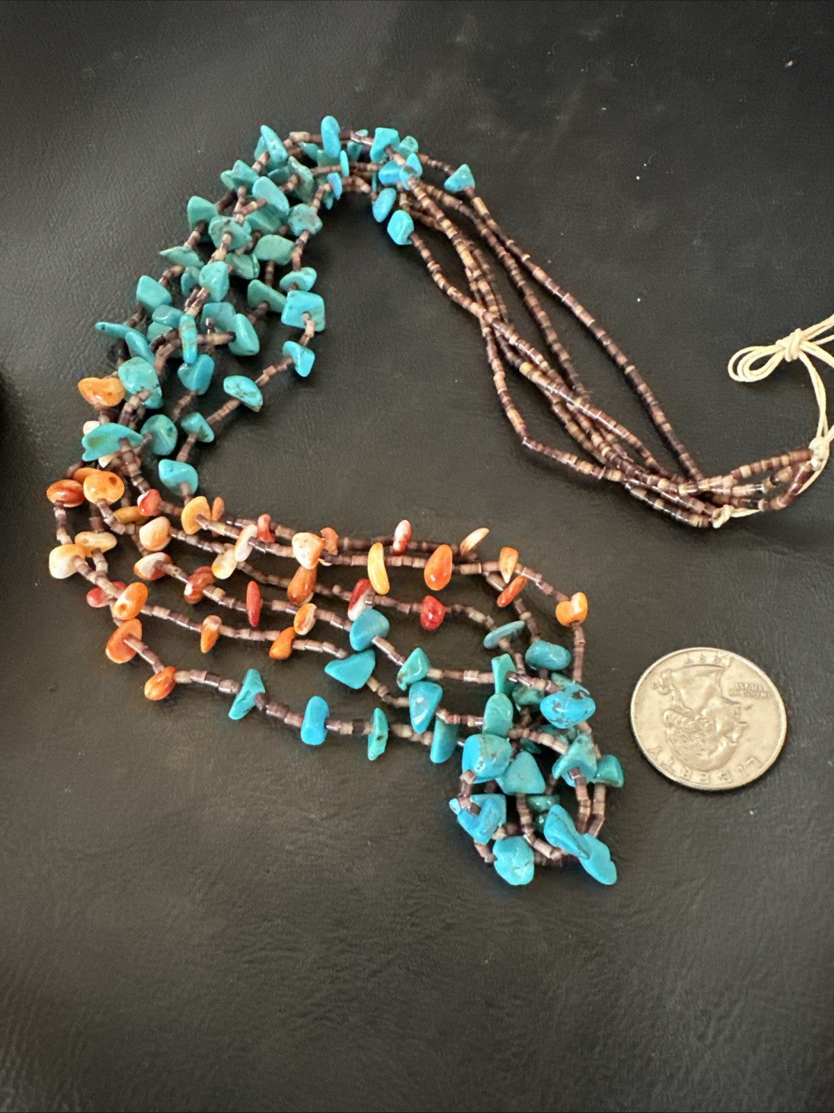 Blue Kingman Turquoise Spiny Shell 3 Strand Santo Domingo Necklace 28" 18893