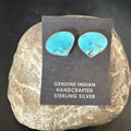 Blue Kingman Turquoise Navajo Post Stud Earrings | Sterling Silver | Authentic Native American Handmade | 18942