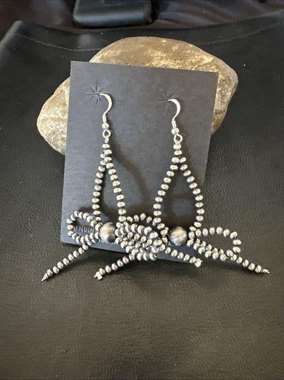 Sterling Silver Beads 3mm BOW Sterling Silver Bead Earrings 2.5” 18926