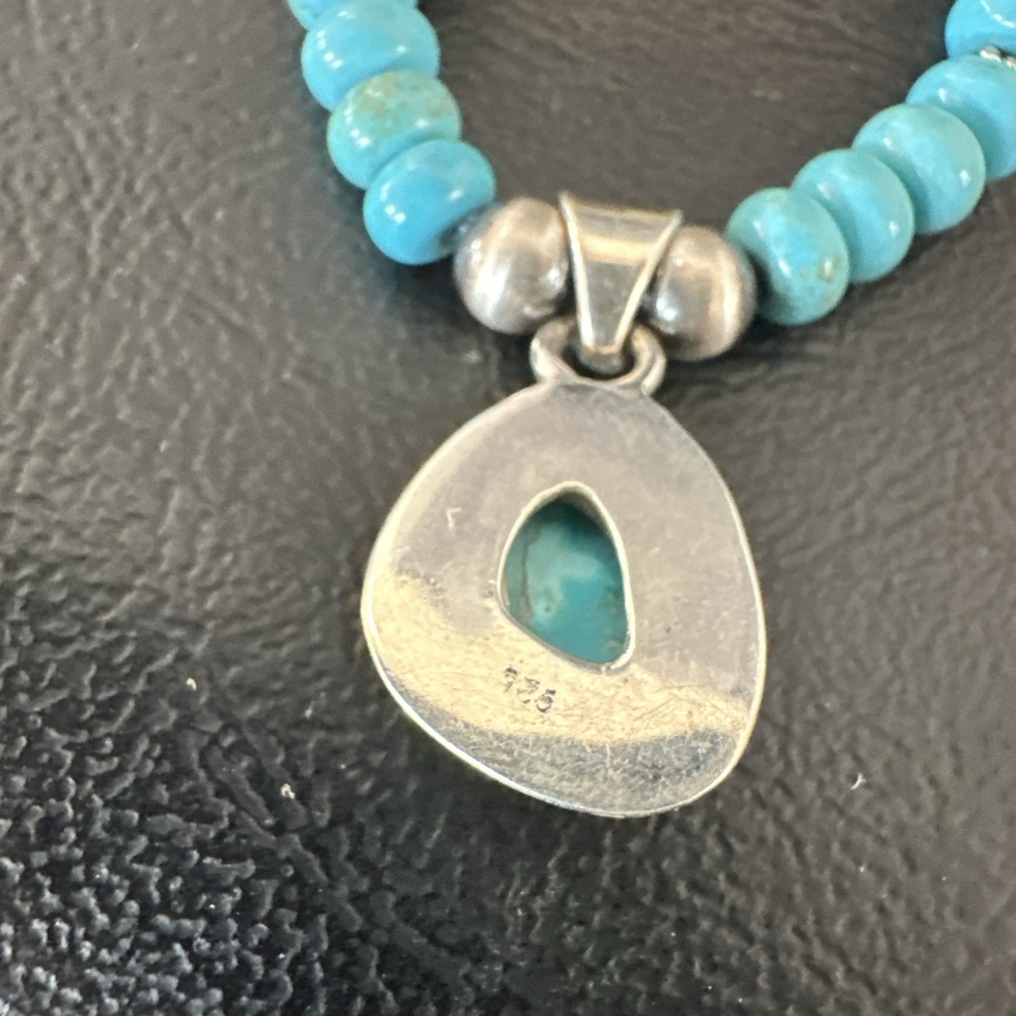 WoMens Blue Kingman Turquoise Pendant Navajo Sterling Silver Necklace 21" 18936