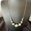 Navajo Round Bead Chain Necklace Pendant | Sterling Silver | Authentic Native American Handmade | 18925