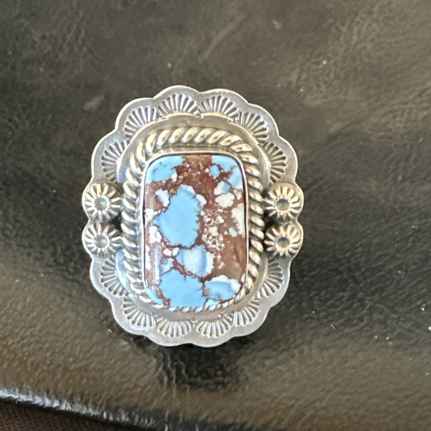 Men Women Golden Hills Turquoise Navajo Sterling Silver Ring Sz 8 18958
