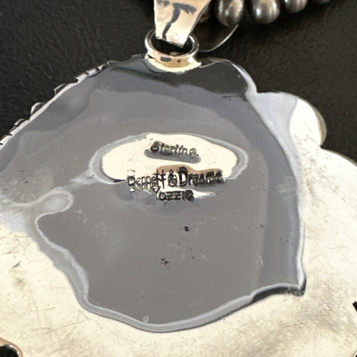 Yazzie Navajo Sterling Silver Blue Rustic Turquoise Necklace Pendant 18979