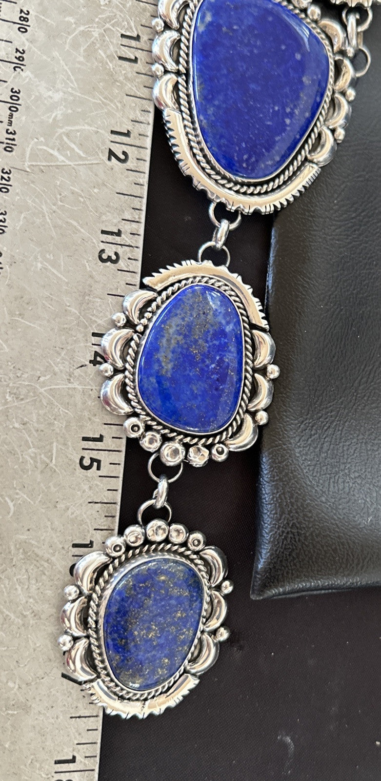 XXL Mens Womens Lapis Lazuli  Sterling Silver Beads Lariat Necklace 31" 18987