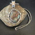 Yazzie Navajo Blue Rustic Turquoise Necklace Pendant | Sterling Silver | Authentic Native American Handmade | 18996