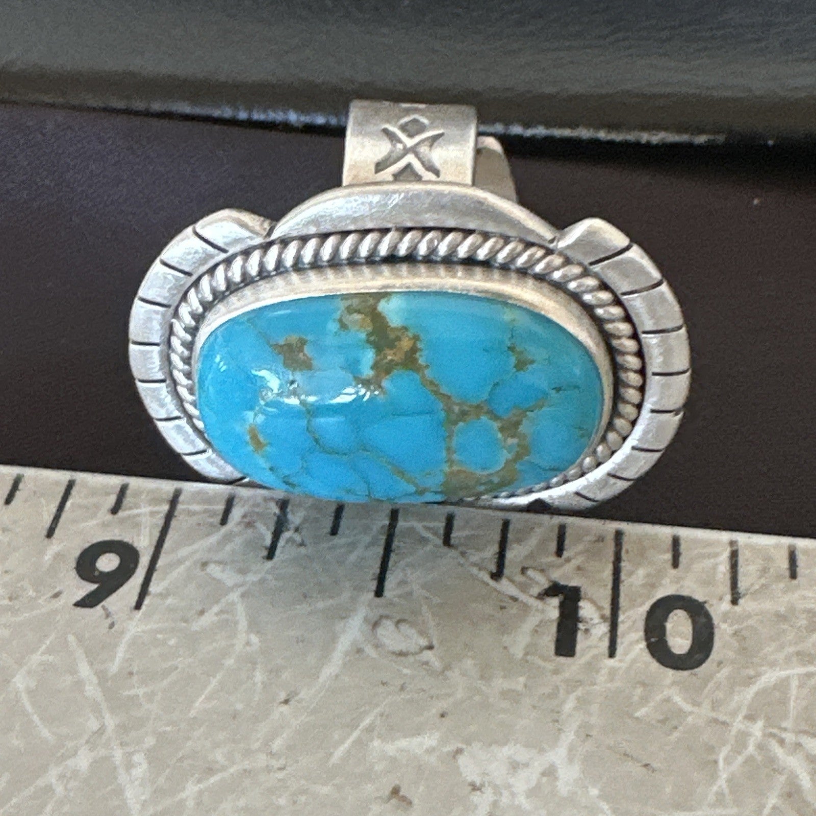 Navajo Sterling Silver Blue Kingman Turquoise Adjustable Ring Size 7 19005