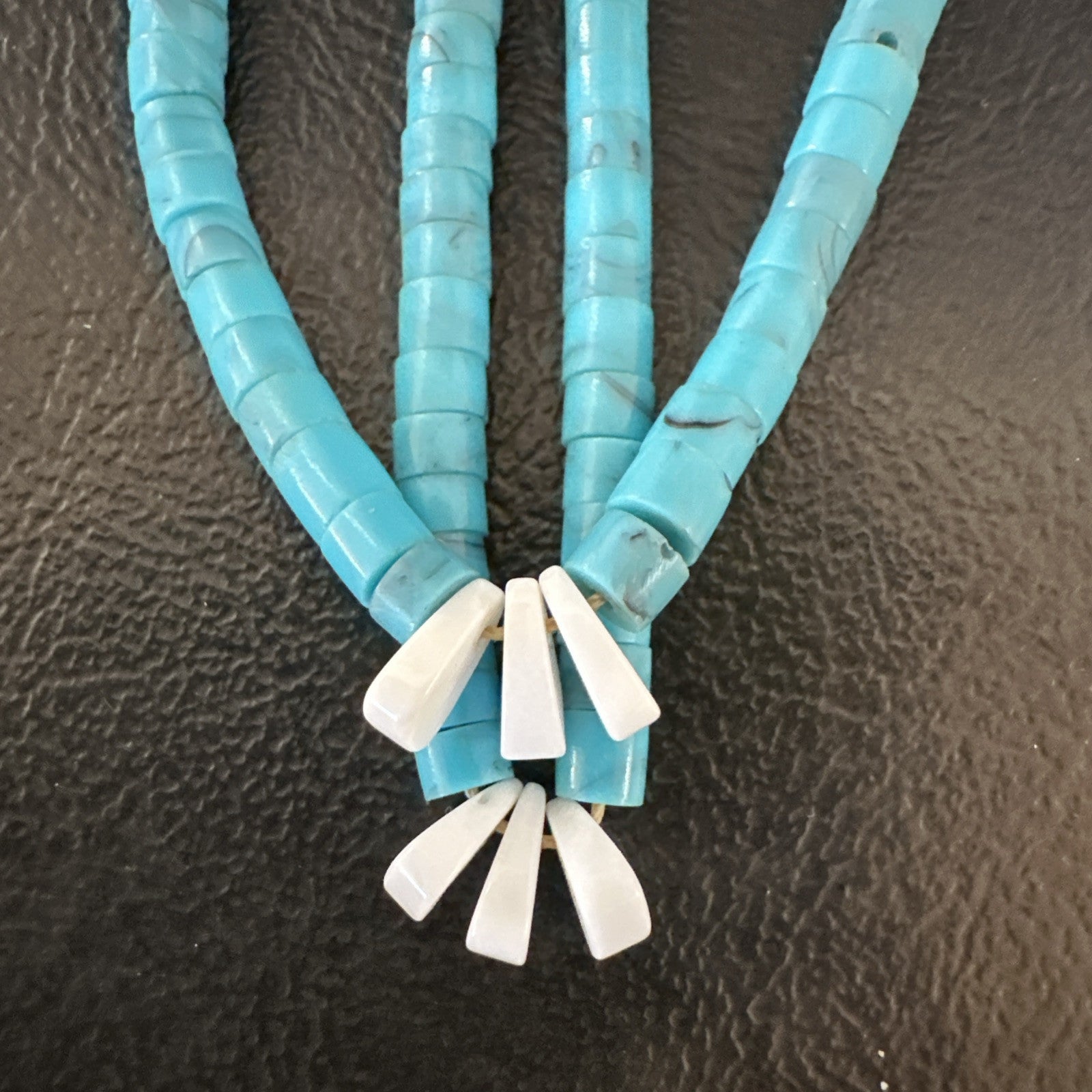Blue Turquoise White Santo Domingo Sterling Silver Dangle Earrings 4” 19314