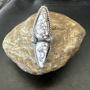 Wild Horse Turquoise Navajo Cluster Ring Size 7.5 | Sterling Silver | Authentic Native American Handmade | 19008