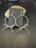 3mm BOW Beads Stainless Steel Bead Earrings 3" | Sterling Silver | Authentic Native American Handmade | 18927