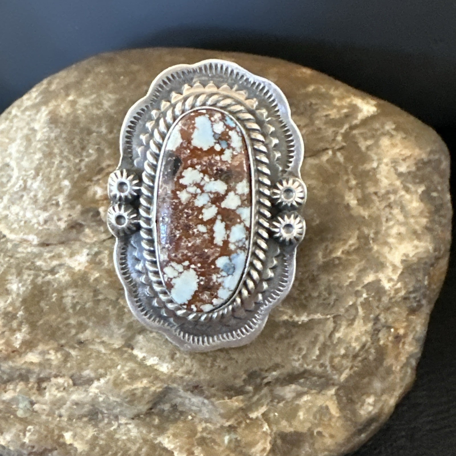 Men Women Golden Hills Turquoise Navajo Sterling Silver Ring Sz 8 18959
