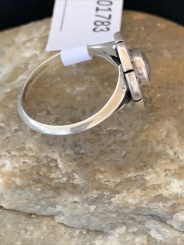 Navajo Women's Inlay Blue Turquoise Ring | Sterling Silver | Sz 6.5 | Authentic Native American Handmade | 1783