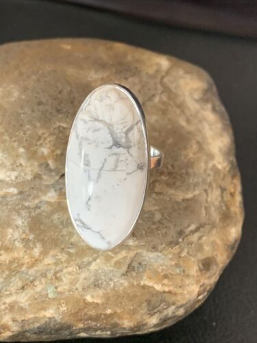 Southwestern Women's Navajo White Howlite Ring | Sterling Silver | Sz 9.5 | 11609