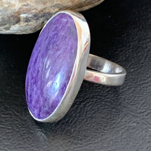 Navajo Purple Charoite Ring | Sterling Silver | Sz 7.5 Adjustable | Authentic Native American Handmade | 10527