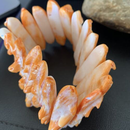 Native American Sterling Silver Spiny Oyster Turquoise Bracelet | Stretch | 11830