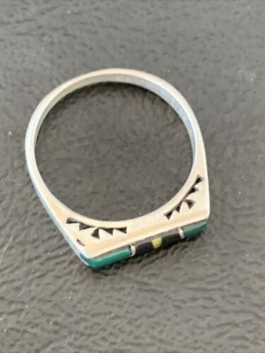 Native American Women's Navajo Green Malachite Onyx Inlay Ring | Sz 7 | 11153