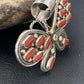 Navajo Red Coral Butterfly Pendant | Authentic Native American Sterling Silver | Multi-Stone | 1.5" | 1998