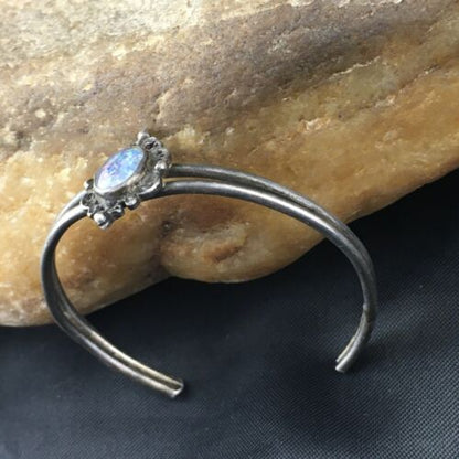 Navajo Pink Opal Cuff Bracelet | Sterling Silver | Authentic Native American Handmade | 10268