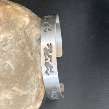 Navajo Kokopelli Stamped Cuff Bracelet | Sterling Silver | Authentic Native American Handmade | 12826