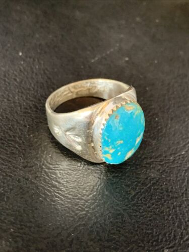 Navajo Blue Kingman Turquoise Ring | Sterling Silver | Sz 10 | Authentic Native American Handmade | 14150