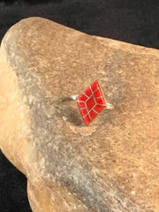 Native American Red Coral Navajo Ring | Sterling Silver | Sz 4.5 | Authentic Handmade | 8708