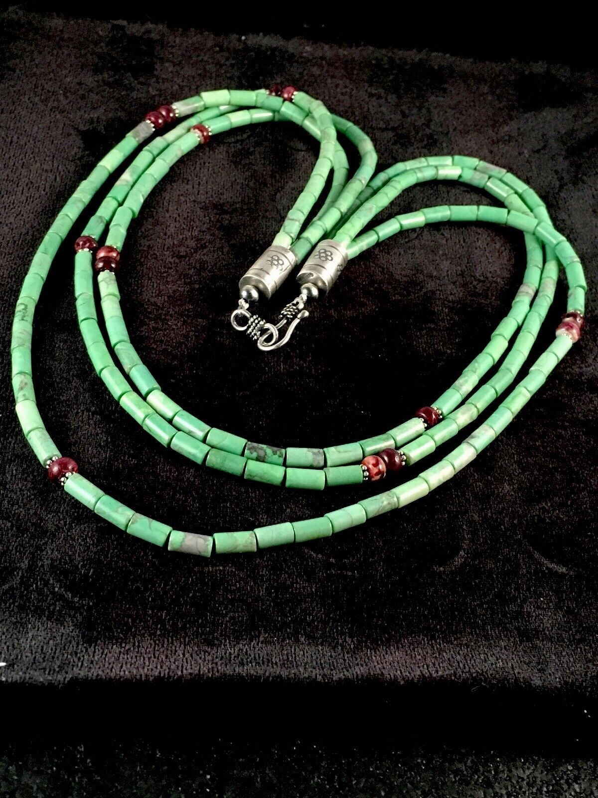Navajo Spiny Oyster & Turquoise Bead Necklace | Sterling Silver | 21" | Authentic Native American Handmade | 8720