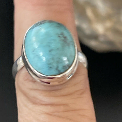 Navajo Spiderweb Blue Turquoise Ring | Sterling Silver | Sz 6.5 | Authentic Native American Handmade | 11445
