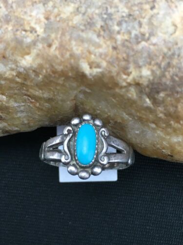 Native American Blue Turquoise Navajo Ring | Sterling Silver | Sz 5.75 | 4447