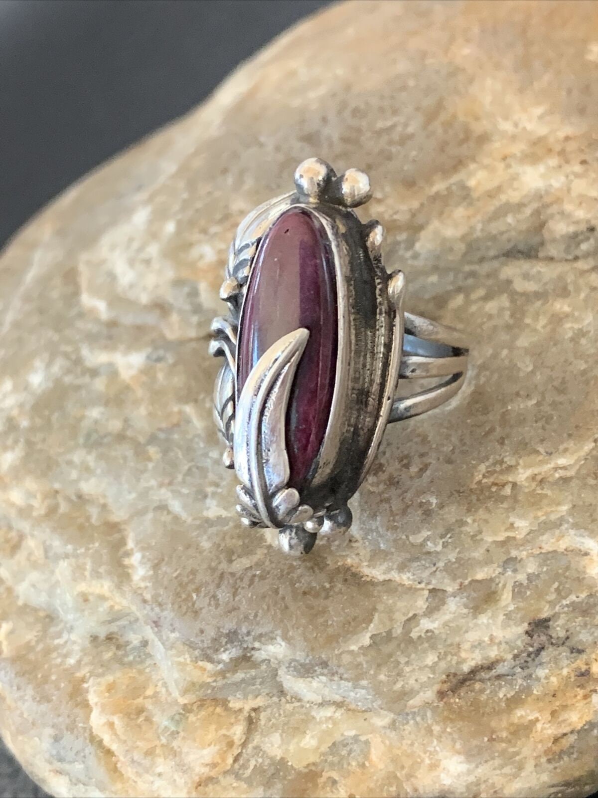 Women's Navajo Purple Spiny Oyster Ring | Sterling Silver | Sz 6 | Authentic Native American Handmade | 10812