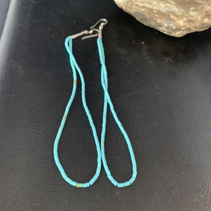 Navajo Silver Heishi Beads Turquoise Earrings | Sterling Silver | 5" | 13504