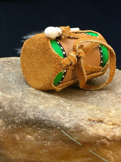 Handmade Leather Drum Car Charm | 2" Mirror Dangler | Miniature Model | 8932