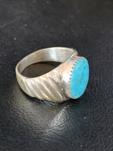 Southwestern Navajo Blue Kingman Turquoise Ring | Sterling Silver | Sz 11 | 14147