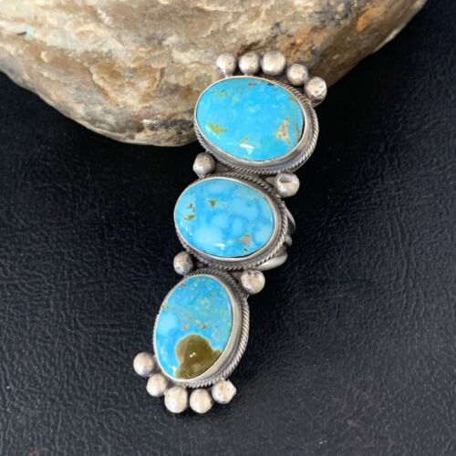 Navajo Blue Kingman Turquoise Multi-Stone Ring | Authentic Native American Sterling Silver | Sz 5.5 | 14063