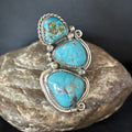 Navajo Blue Kingman Turquoise Multi-Stone Ring | Authentic Native American Sterling Silver | Sz 9.5 | 14551
