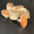 Native American Women's Apple Coral Sponge Ring | Sterling Silver | Sz 8 | 14047