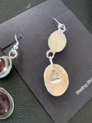 Navajo Purple Spiny Oyster Dangle Earrings | Sterling Silver | Authentic Native American Handmade | 12508