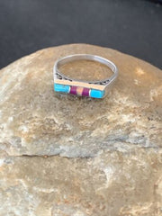 Navajo Blue Turquoise Purple Sugilite Opal Inlay Ring | Sz 6 | Authentic Native American Handmade | 11148