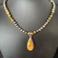 Men's Navajo Pearls Necklace | Gold Bumblebee Jasper Pendant | Sterling Silver | Native American Handmade | 13811