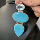 Navajo Blue Topaz Turquoise Multi-Stone Pendant | Authentic Native American Sterling Silver | 3.5" | 12023