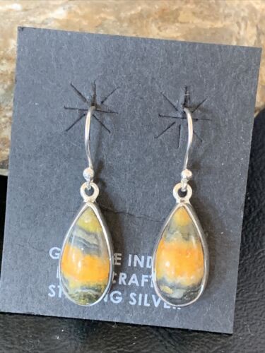 Native American Navajo Bumblebee Jasper Earrings Set | Sterling Silver | Handmade | 1560