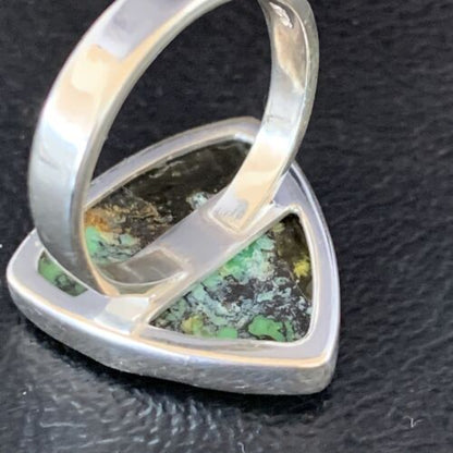 Navajo Green Mojave Turquoise Ring | Sterling Silver | Sz 8 | Authentic Native American Handmade | 14038