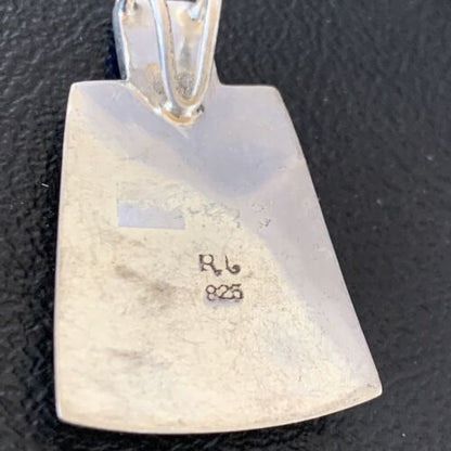 Navajo Blue Red Opal Inlay Pendant | Sterling Silver | Authentic Native American Handmade | 13340