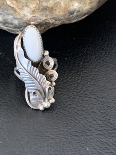 Navajo White Buffalo Turquoise Ring | Sterling Silver | Sz 5.5 | Authentic Native American Handmade | 12183
